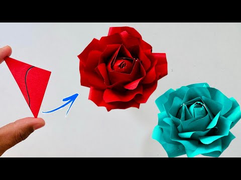 How to Make Rose Flower with Colour Paper | DIY Flower Paper