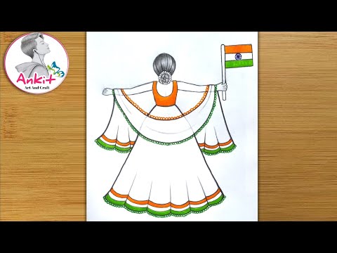 Independence Day Drawing Easy Steps / How to draw 15 august Drawing Easy Step / Girl Drawing / art