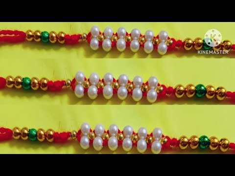 How to make a rakhi/ pearl rakhi making ideas/ diy rakhi/ easy rakhi making ideas at home