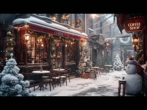 A Snowfall Winter by the Coffee Shop | Exquisite, Relaxing and Calm Jazz Music