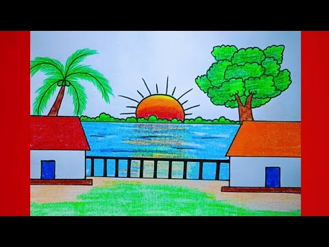 How to Draw Village Scenery 😍😍 Painting Easy Tutorial😍😍