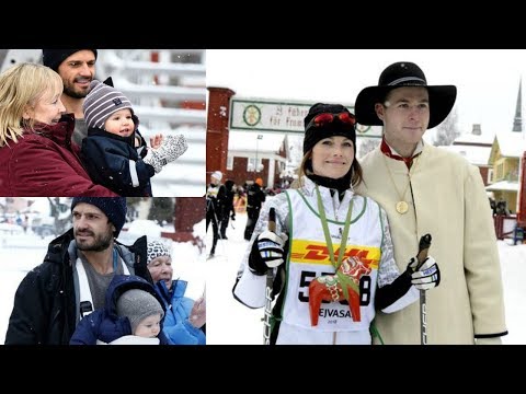 Princess Sofia is cheered by her family as she participates on ski race