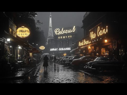 Vintage Paris at Night 🎷 Swing Jazz, Elegant Cars & Timeless Big Band Music from the 1950s