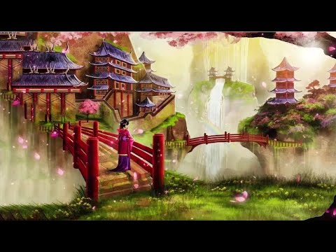 Music world: bamboo flute, guzheng music, Chinese style, relaxation, tranquility and harmony