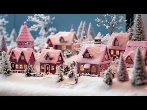 Pink Christmas Village Snowing Winter Relaxing Calming Cozy Holiday Instrumental 1 Hour