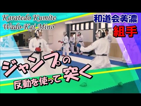 karatedo wado-kai mino kumite tsuki ジャンプの反動を使って突く 空手道 組手 突き和道会 美濃