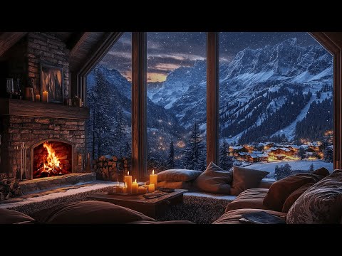 Snowy Cabin Escape | Fireplace & Snowfall Sounds for Ultimate Relaxation & Sleep