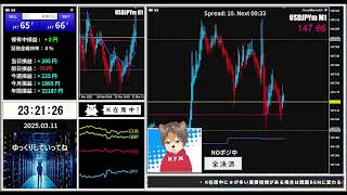 K.FXライブ配信-03/11後半（ドル円/USDJPY-注目経済指標）3月から100万円チャレンジ開始！