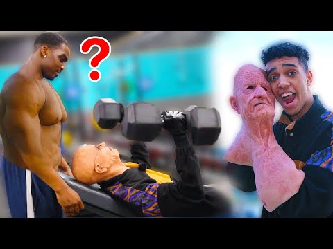 Old Man VS Bodybuilders (Fake Grandpa GYM Prank)