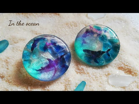 レジン🐳イラストシート“クジラ”で優雅な大海ブローチを作る🌟resin/accessory/the elegant ocean/brooch🐬🌟