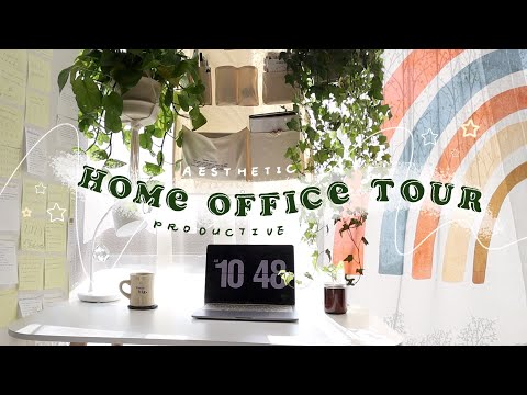 home office tour + small desk setup | aesthetic and productive