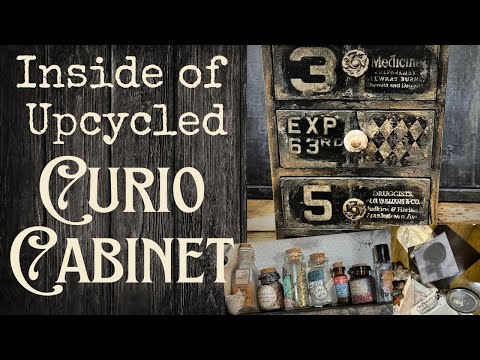 Inside Peek of DIY Curiosity Cabinet; Elixirs, Potions,Victorian Dark Academia