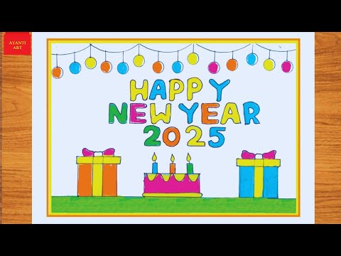 Happy New Year Drawing 2025 || Happy New Year Card Drawing || New Year Drawing 2025 || New Year