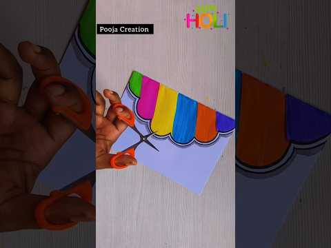 💕Easy and beautiful holi card making idea 2025🌈 Using white paper #holi​ #art​ #ytshorts​ #shorts