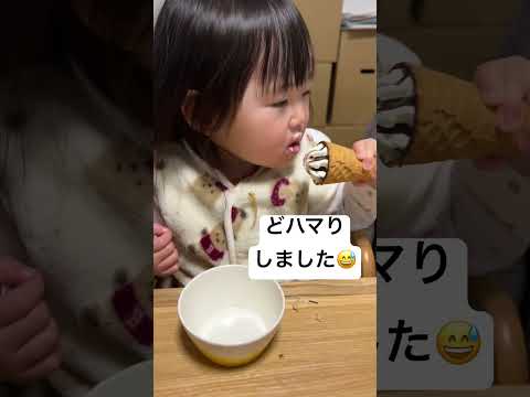 はじめてのヨーロピアンシュガーコーンにハマってしまう1歳児w