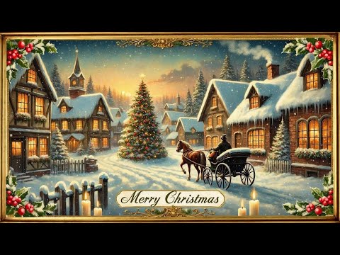 Vintage Christmas Postcard Screensaver | Gold Frame TV Art |  | Cozy Winter Art for TV | 4K 2Hrs