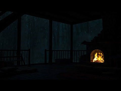 ⛈️🔥 Tranquil Storm Refuge | Distant Thunder, Rhythmic Rain & Cozy Ambience 🌲🌙