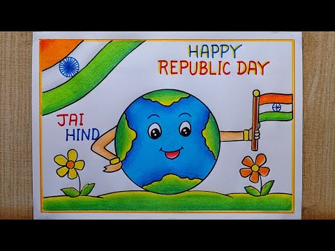 Very easy Republic Day drawing| Republic day poster drawing| Happy Republic day drawing|I Love India