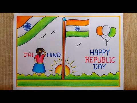 Republic Day drawing easy| Republic day poster drawing| Happy Republic day drawing| Indian Flag