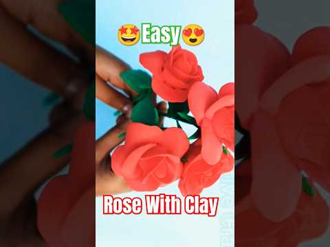 How to Make a Beautiful Rose with Clay | Easy DIY Clay Flower Tutorial #rose #clayrose #rosewothclay