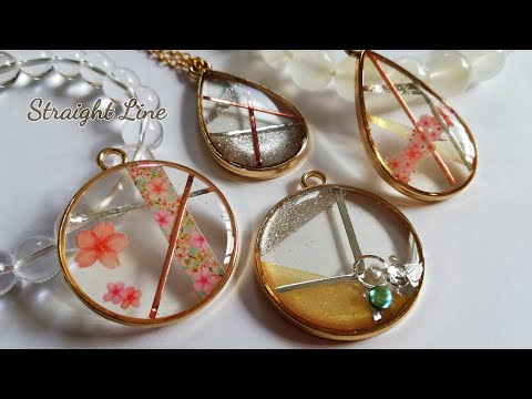 レジン🌸ラインシールとキャンドゥのパウダーで!!シャープ＆キュートなペンダント✨resin/accessory/straight line🌸