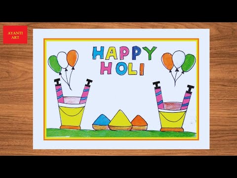 Happy Holi Drawing || Creating a Colorful Holi Festival Drawing Step-by-Step Tutoria || Happy holi