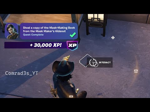 Steal a copy of the Mask Making Book from the Mask Maker’s Hideout Fortnite