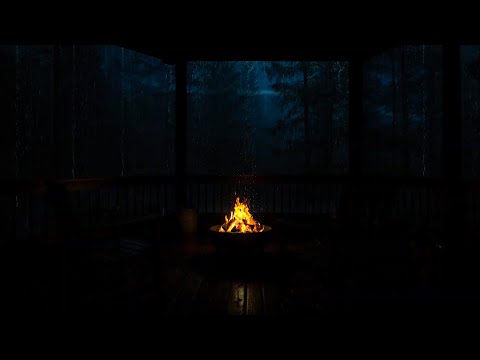 🏡Cozy Balcony Sanctuary | Thunderstorms, Gentle Rain & Fireplace Glow for Deep Sleep & Relaxation🔥⚡