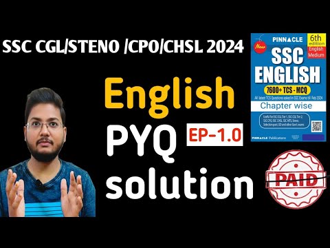 Pinnacle previous year book solution for English Error 1.0 | SSC CGL/ CHSL/CPO/ Steno/ MTS 2025