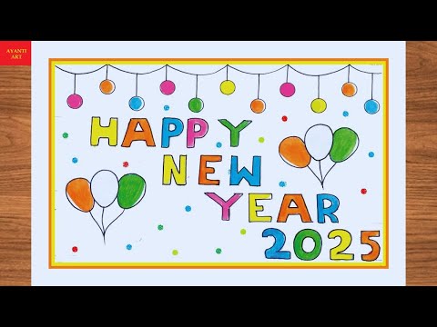 Happy New Year Drawing 2025/ Happy New Year Card Drawing / New Year Drawing 2025/ Happy New Year