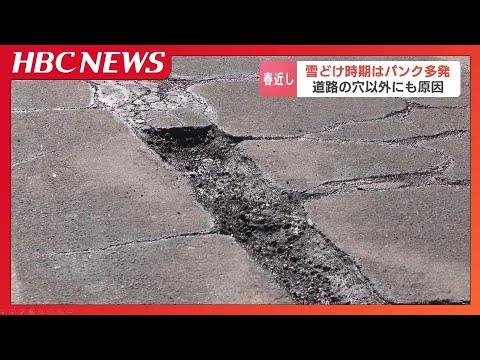 雪どけ時期に出現、ドライバーにとってやっかいな路面の穴、ひび割れと膨張繰り返し…パンク多発「タイヤが裂けて修理難しい状況も」