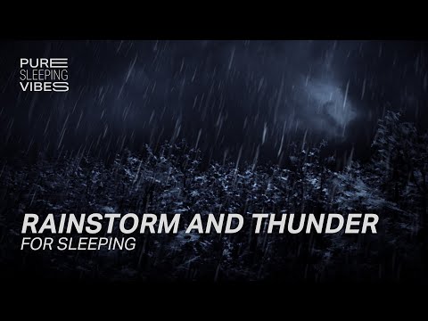 Sleep with Strong Rainstorm with Distant Rolling Thunder Sounds for Sleeping | Dimmed Screen Rain