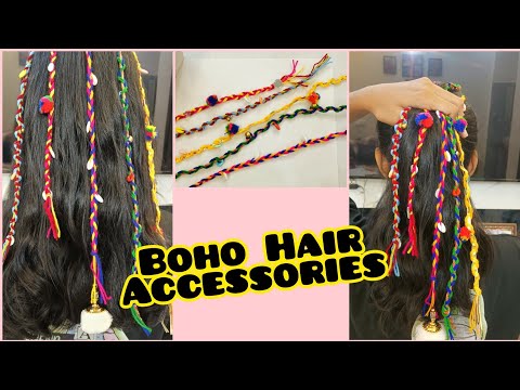 DIY Boho Hair Accessories | Navratri Hair Accessories  | Boho Hair String Making | Hair Accessories