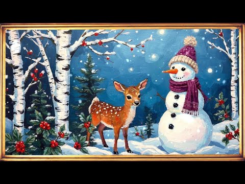 Snowman Art | 4K Gold Frame TV Screensaver | Christmas TV Art Screensaver | Warm Winter Wishes |2Hrs