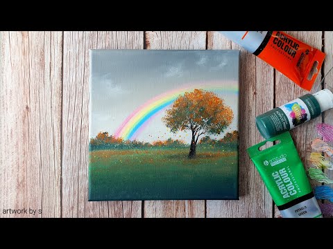 Autumn Tree 🍂 Landscape Painting / Easy Acrylic Painting Ideas for Beginners / Painting Tutorial