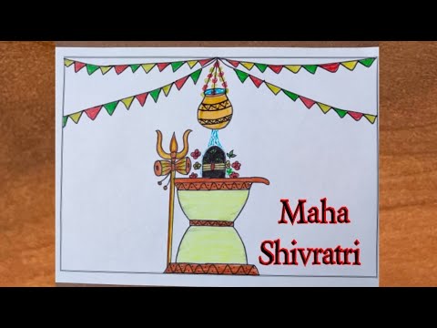 Mahashivratri Drawing easy / How to draw Shivling step by step / How to draw Shivling with Trishul