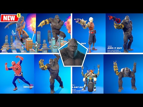 King Kong Fortnite doing Glitched Built-In Emotes and Funny Dances シ