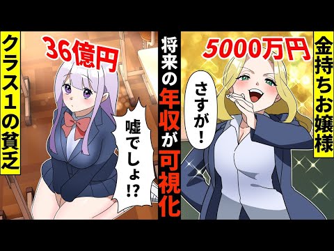 【貧乏少女シリーズ】将来の年収が可視化されたらどうなるのか？学校一貧乏で見下されてる私に表示された数字はなんと…【総集編】【ソプラノ漫画】【漫画】【マンガ動画】【アニメ】