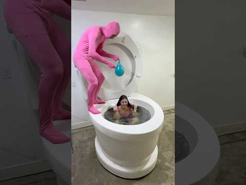 CRAZY MAN PRANKED ME in the Worlds Largest Toilet with Balloon #shorts