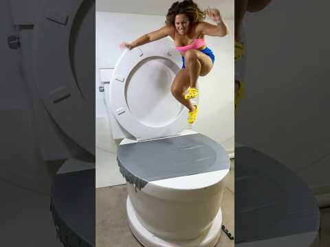 HIGHEST JUMP CONTEST in the Giant Toilet with Duct Tape #shorts