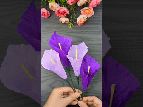 How to make calla lilies flowers with crepe paper #diy #shorts