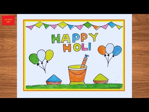 Happy Holi Drawing || Creating a Colorful Holi Festival Drawing Step-by-Step Tutoria || Happy holi