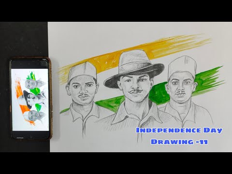 Independence Day Drawing      Drawing of Bhagat Singh, Rajguru and sukhdev #ifreedomfighters