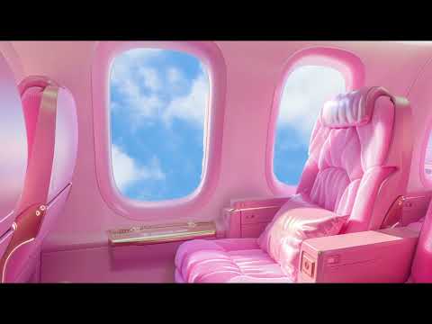 Pink Private Jet Airplane First Class in the Sky Clouds Calming Airplane sounds soothing