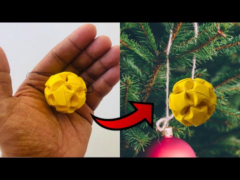 How to Make Christmas Ball Ornament using Lucky Star for Christmas Decoration | Paper Craft