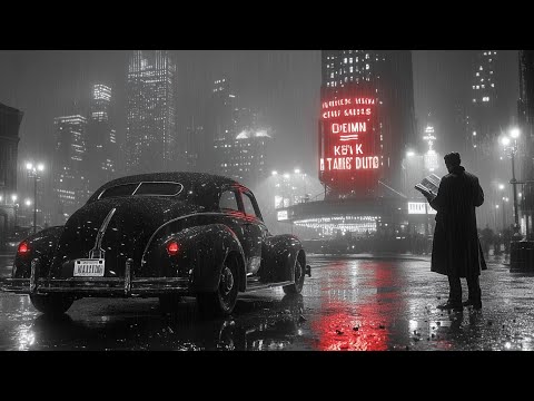 Vintage Swing Jazz 🌧️ Lost in Rainy Noir: City Ambiance with Vintage Cars & Calming Jazz Music