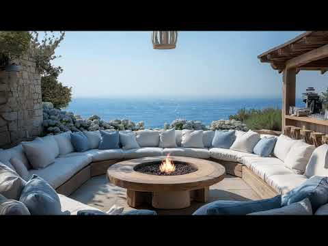 Cozy Oceanfront Ambience |  Crackling Fire Sounds & Relaxing Ocean Waves ASMR for Relaxation & Focus