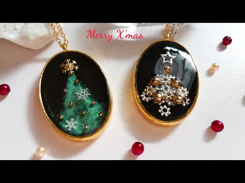 レジン🎄キラキラ＆メタリックなクリスマスツリーペンダントを簡単に作ろう！🎅✨resin/accessory/Christmas tree/Glitter ＆ Metallic🎄