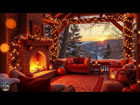 ❄ Beautiful Christmas Music With Fireplace 🎄 | Relaxing Holiday Ambiance in  Cabin | Cozy Jazz House