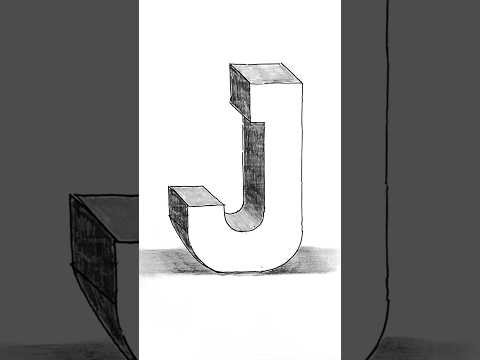 How to draw letter J 3D easy